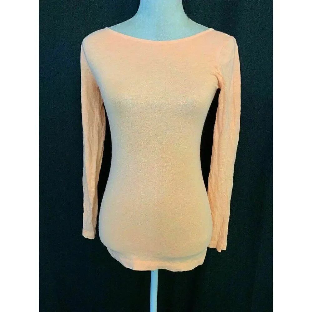 J Crew Womens Solid Hot Orange Long Sleeve Top T Shirt Painter Tee Xxs